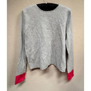 COS Women Crew Neck Long Sleeve Grey & Pink Pullover Jumper Sweater Small Casual